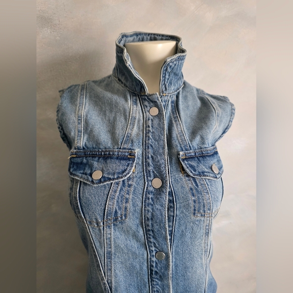 Yoko's Sleeveless Denim Jean Maxi Dress Snap Down Sz M - Picture 8 of 9